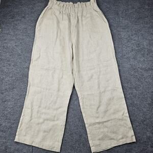 POSSE Pants Womens XL Beige Linen Effortless Coastal Quiet Luxury Wide Leg Ducky